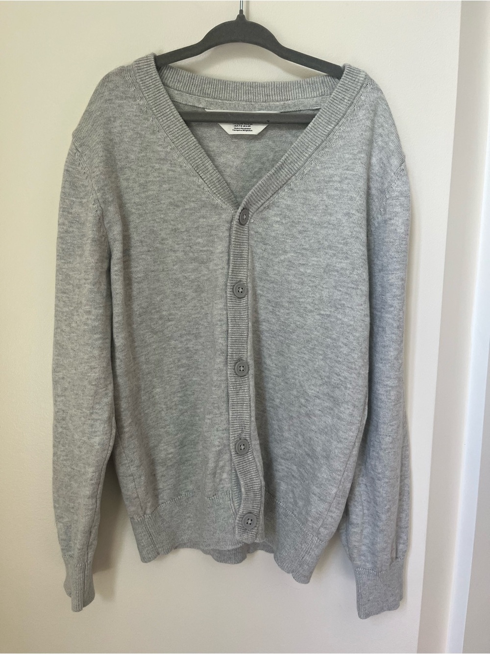 6-8Y Boys Gray V-Neck Button Cardigan Sweater